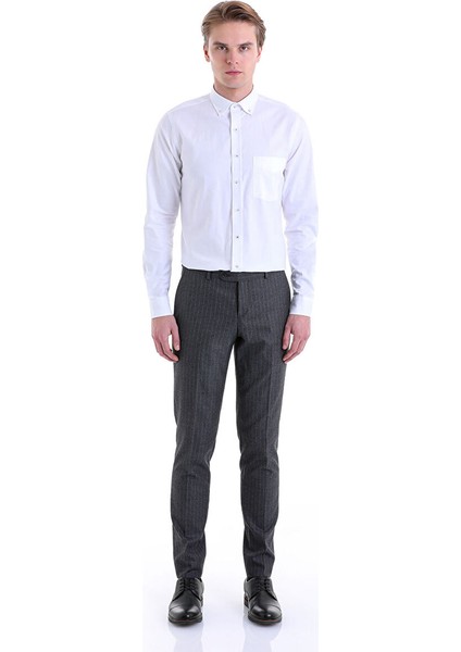 Beyaz Comfort Fit Düz 100% Pamuk Düğmeli Yaka Uzun Kollu Casual Gömlek indirimleri