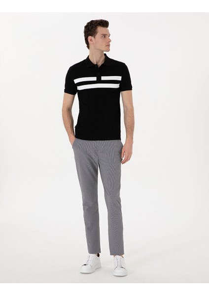 Gri Slim Fit Gofre Kanvas Pantolon