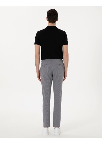 Gri Slim Fit Gofre Kanvas Pantolon