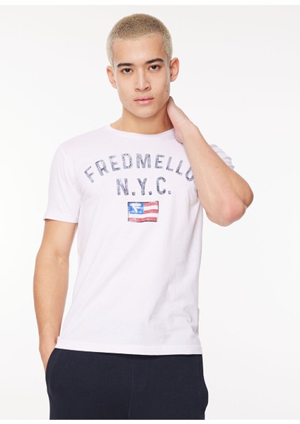 Bisiklet Yaka Beyaz Erkek T-Shirt FM23W11TG modelleri