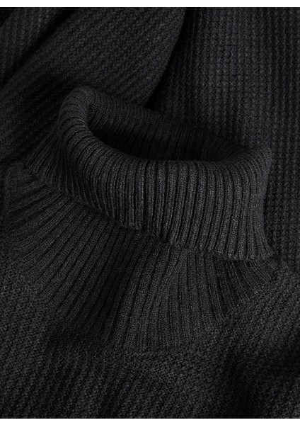 Dik Yaka Standart Siyah Erkek Kazak 12243119_JORKYLE Knıt Roll Neck fiyatları