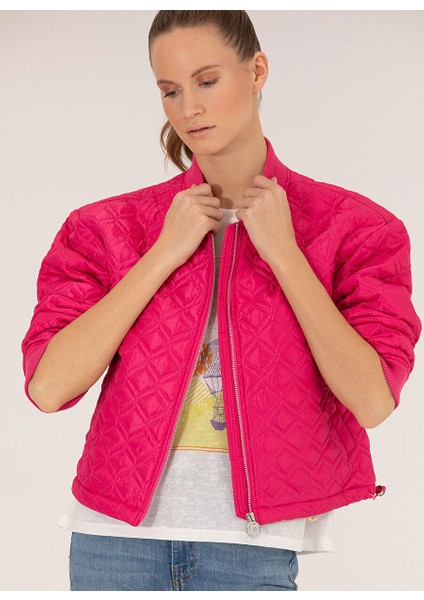 Pembe Bisiklet Yaka Kadın Crop Top Ince Mont Jalek fırsatları
