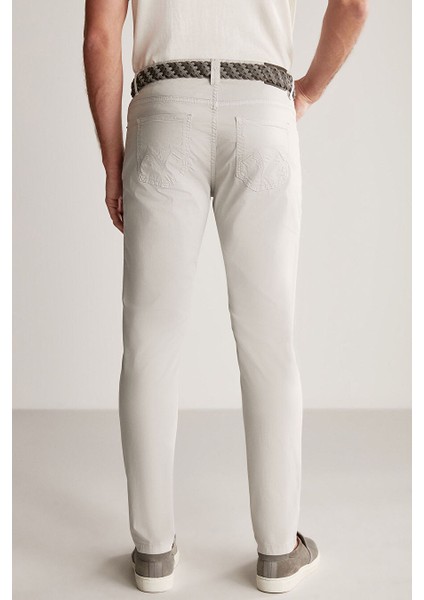 Slim Fit 5 Cep Açık Gri Yazlık Pantolon