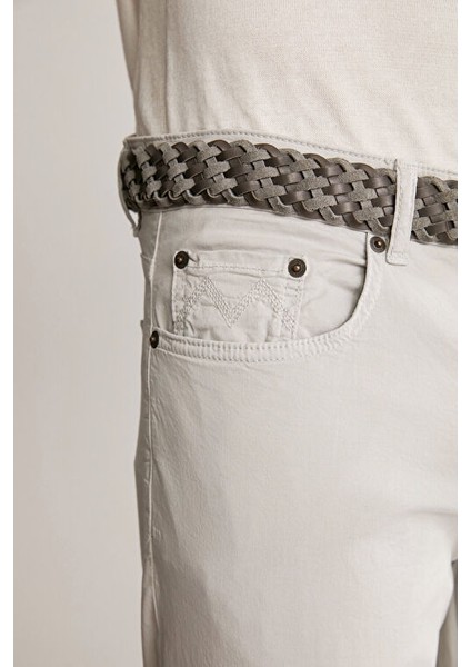 Slim Fit 5 Cep Açık Gri Yazlık Pantolon