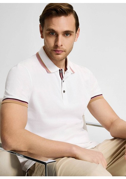 Pike Pamuk Beyaz Polo T-Shirt