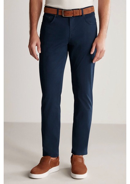 Slim Fit 5 Cep Lacivert Yazlık Pantolon
