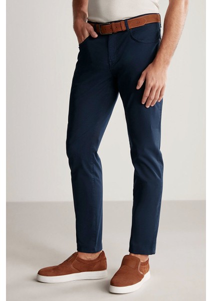 Slim Fit 5 Cep Lacivert Yazlık Pantolon