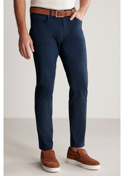 Slim Fit 5 Cep Lacivert Yazlık Pantolon