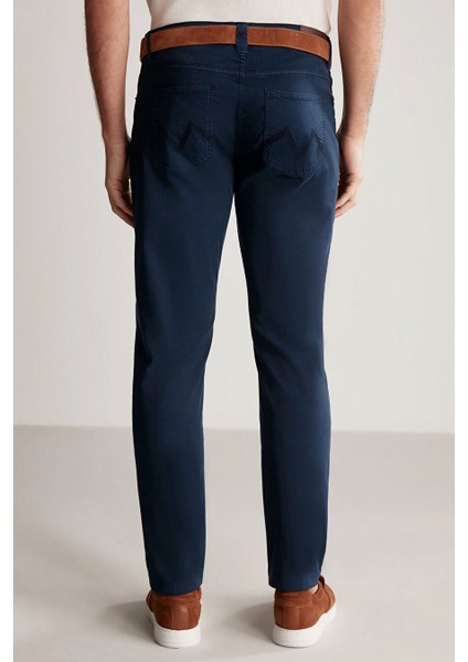 Slim Fit 5 Cep Lacivert Yazlık Pantolon
