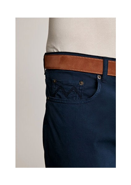 Slim Fit 5 Cep Lacivert Yazlık Pantolon