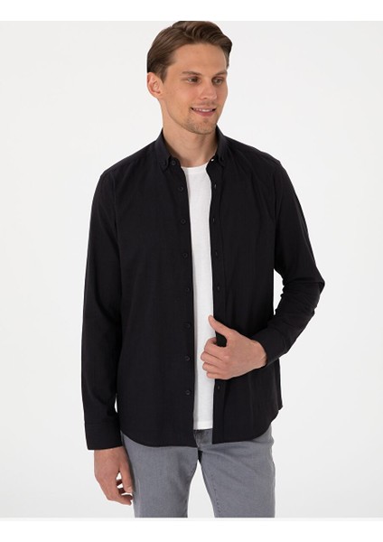 Siyah Slim Fit Uzun Kollu Gömlek modelleri
