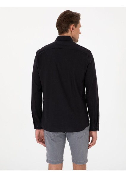 Siyah Slim Fit Uzun Kollu Gömlek indirimleri