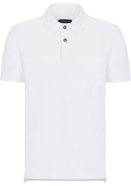 Beyaz Havlu Kumaş Polo Yaka T-Shirt