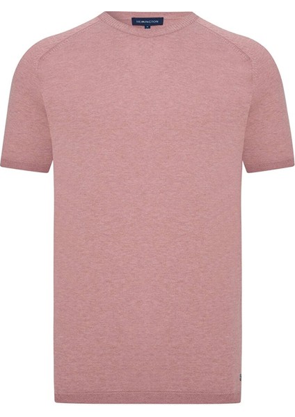 Bisiklet Yaka Gül Kurusu Giza Pamuk Triko T-Shirt