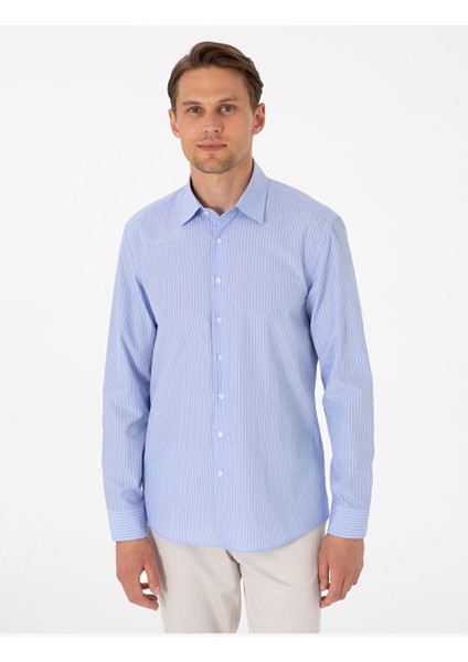 Açık Mavi Slim Fit Uzun Kollu Gömlek