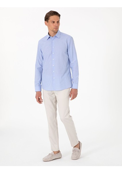 Açık Mavi Slim Fit Uzun Kollu Gömlek