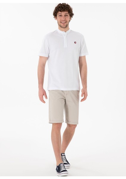 Erkek Regular Fit Hakim Yaka Beyaz Basic Tişört indirimleri