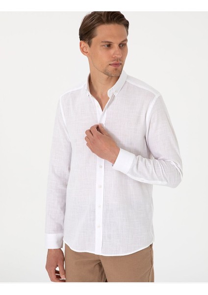 Beyaz Slim Fit Uzun Kollu Gömlek modelleri