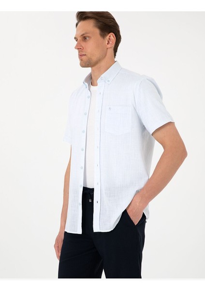Açık Mavi Regular Fit Kısa Kollu Gömlek
