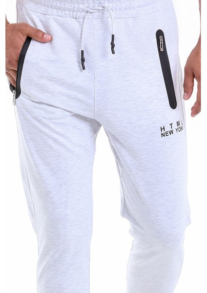Gri Regular Fit Düz Pamuklu Dar Paça Eşofman Altı