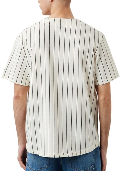60284786-PINSTRIPE Ne Jersey Newera Beyaz Bisiklet Yaka Normal Kalıp Erkek T-Shirt fiyatları