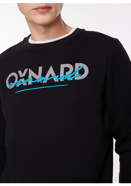 Siyah Erkek Bisiklet Yaka Baskılı Sweatshirt OXM6030_SIGNATURE-M-CREW