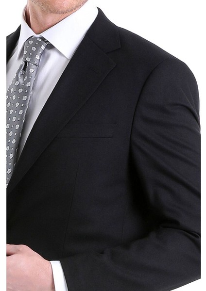 Siyah Slim Fit Düz Mono Yaka Klasik Takım Elbise indirimleri