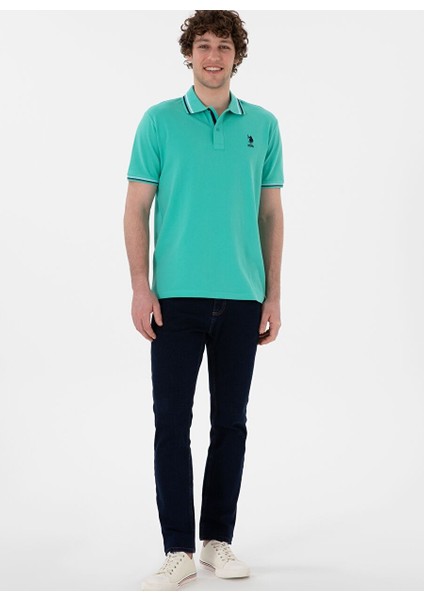 Erkek Regular Fit Polo Yaka Mint Basic Tişört indirimleri