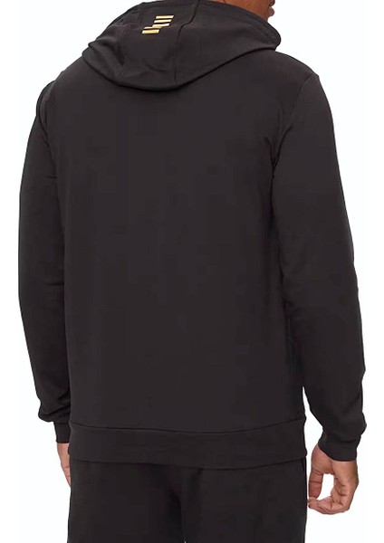 Altın - Siyah Erkek Kapüşon Slim Fit Sweatshirt 8NPM32PJVRZ