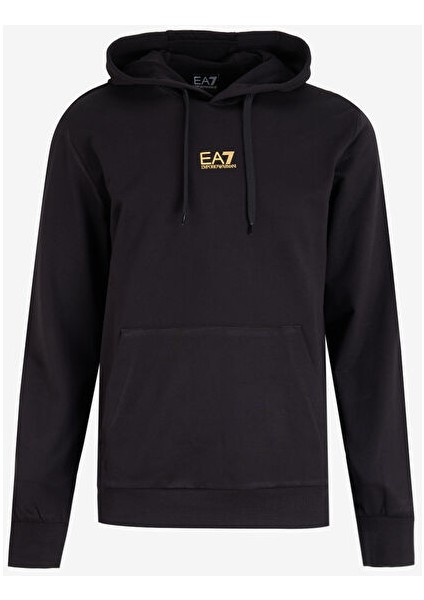 Altın - Siyah Erkek Kapüşon Slim Fit Sweatshirt 8NPM32PJVRZ