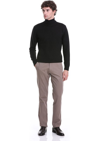 Vizon Regular Fit Desenli Pamuklu Yandan Cepli Basic Kanvas Pantolon