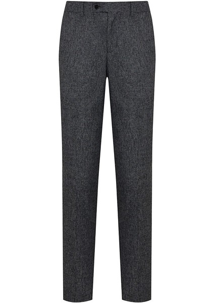 Lacivert Slim Fit Desenli Yandan Cep Flanel Pantolon