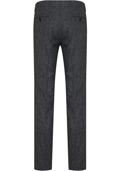 Lacivert Slim Fit Desenli Yandan Cep Flanel Pantolon