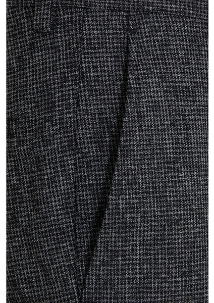 Lacivert Slim Fit Desenli Yandan Cep Flanel Pantolon