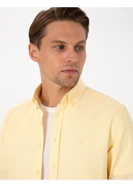 Sarı Slim Fit Uzun Kollu Gömlek
