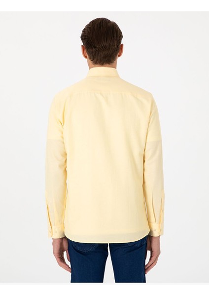Sarı Slim Fit Uzun Kollu Gömlek