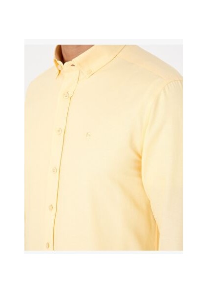 Sarı Slim Fit Uzun Kollu Gömlek