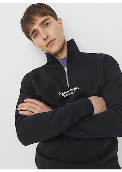 Siyah Erkek Relaxed Sweatshirt Jorvesterbro Sweat Quarter Zıp Hn N fiyatları