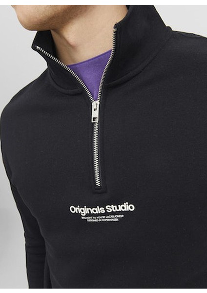 Siyah Erkek Relaxed Sweatshirt Jorvesterbro Sweat Quarter Zıp Hn N modelleri