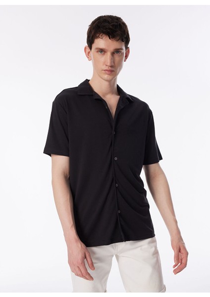 Gmg Fırenze Regular Fit Apaş Yaka Siyah Erkek Gömlek GU24MSS02206