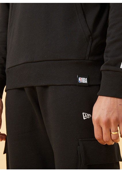 Kapüşonlu Normal Kalıp Düz Siyah Erkek Sweatshirt - Nba Tear Logo Hoody Chibul Blk fırsatları