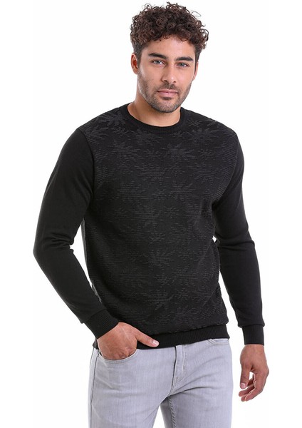 Siyah Comfort Fit Jakarlı Bisiklet Yaka Yünlü Kazak modelleri