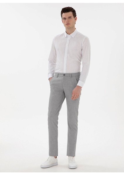 Gri Erkek Slim Fit Chino Pantolon Hagas