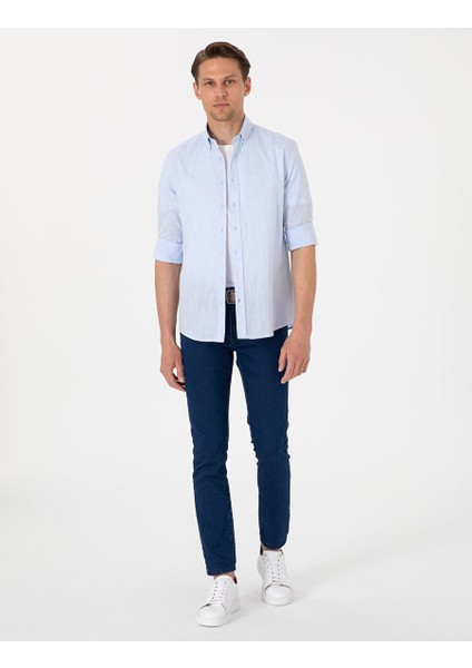 Açık Mavi Slim Fit Uzun Kollu Gömlek