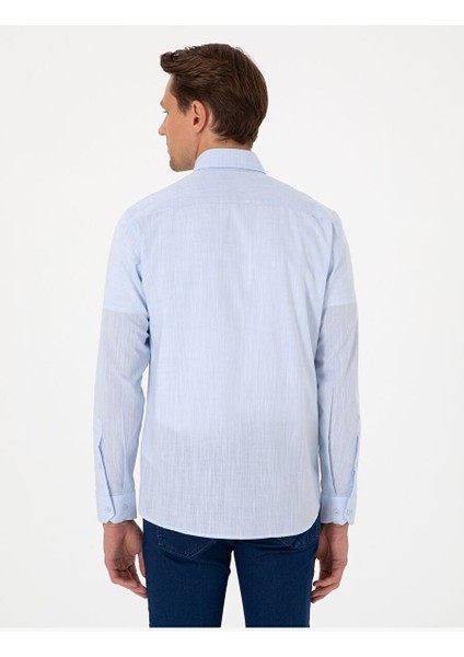 Açık Mavi Slim Fit Uzun Kollu Gömlek
