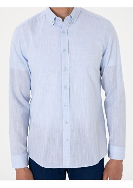 Açık Mavi Slim Fit Uzun Kollu Gömlek