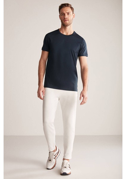 Bisiklet Yaka Lacivert Basic T-Shirt