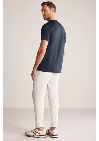 Bisiklet Yaka Lacivert Basic T-Shirt