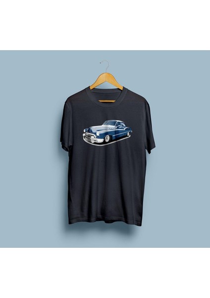 Oversize Klasik Mavi Araba Tasarım Unisex T-Shirt