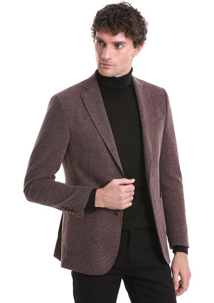 Bordo Comfort Fit Desenli Mono Yaka Klasik Ceket fırsatları